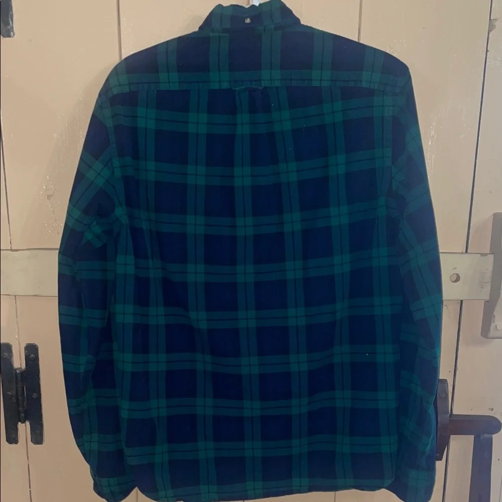 J. Crew Men's Green and Blue Plaid Shirt, size medium